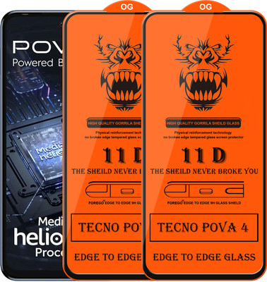 Forego Edge To Edge Tempered Glass for Tecno Pova 4(Pack of 2)