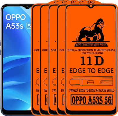 TWIGLO Edge To Edge Tempered Glass for OPPO A53S 5G(Pack of 5)