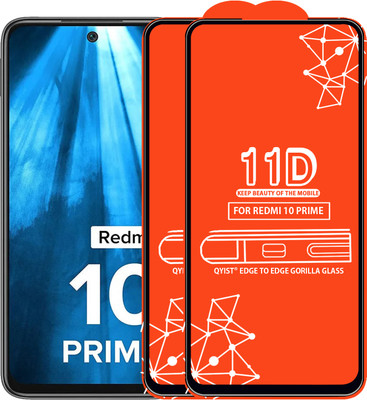 Qyist Edge To Edge Tempered Glass for Redmi 10 Prime(Pack of 2)