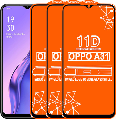 TWIGLO Edge To Edge Tempered Glass for OPPO A31(Pack of 3)