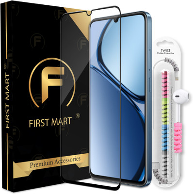 FIRST MART Edge To Edge Tempered Glass for Poco C75 5G, Poco C75, OG Tempered Glass with Cable Protector(Pack of 1)