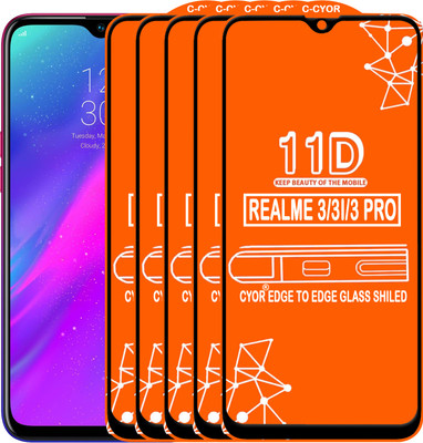 CYOR Edge To Edge Tempered Glass for REALME 3 PRO(Pack of 5)