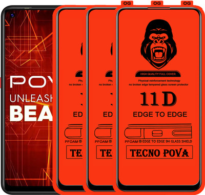 Rofix star Edge To Edge Tempered Glass for TECNO POVA(Pack of 3)