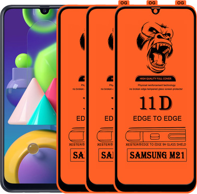 PFOAM Edge To Edge Tempered Glass for SAMSUNG GALAXY M21(Pack of 3)