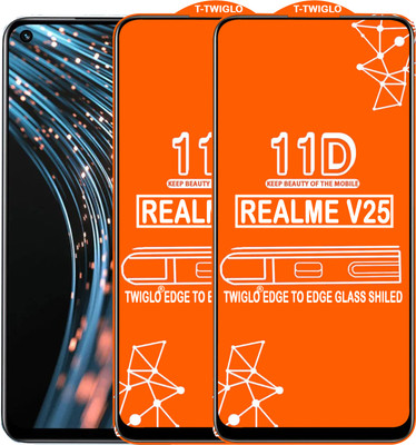 TWIGLO Edge To Edge Tempered Glass for REALME V25(Pack of 2)