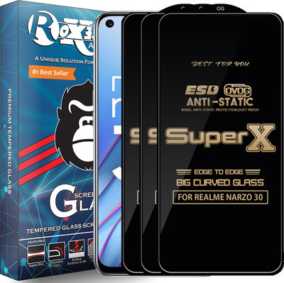 Roxel Edge To Edge Tempered Glass for REALME NARZO 30(Pack of 3)