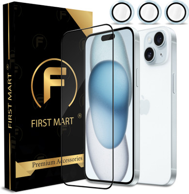 FIRST MART Edge To Edge Tempered Glass for iPhone 15 Plus, Apple iPhone 15 Plus, Edge to Edge Glass with Blue Camera Ring(Pack of 1)