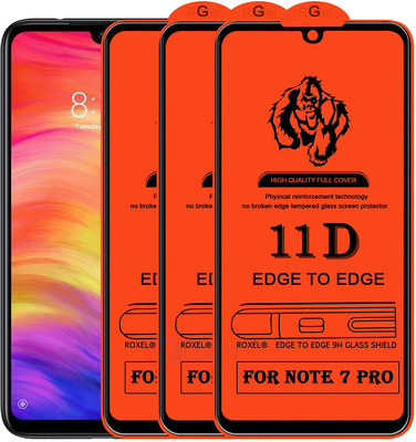 9H Edge To Edge Tempered Glass for Redmi Note 7 Pro -11D -Edge-to-Edge Full Screen Coverage with Easy Installation Kit (Anti-Scratch)(Pack of 3)