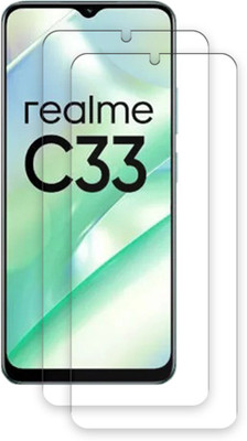 SOMTONE Edge To Edge Tempered Glass for Realme C33 2023 TEMPERED GUARD FRONTP2(Pack of 2)