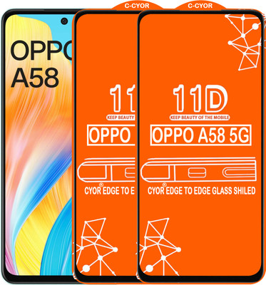 CYOR Edge To Edge Tempered Glass for OPPO A58 4G(Pack of 2)