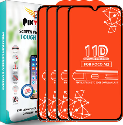 PikTrue Edge To Edge Tempered Glass for Poco M2(Pack of 4)