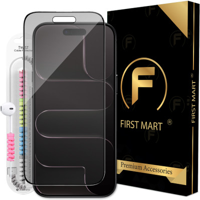 FIRST MART Edge To Edge Tempered Glass for iPhone 17 Air, Apple 17 Air, Matte OG Tempered Glass with Cable Protector(Pack of 1)