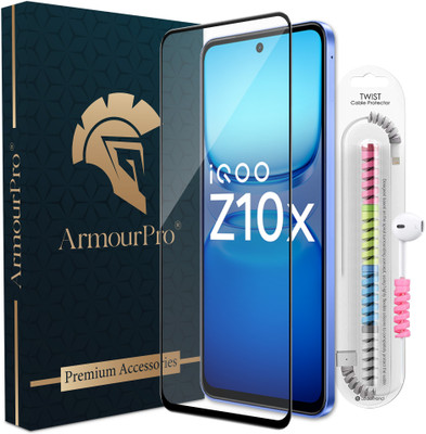 ArmourPro Edge To Edge Tempered Glass for IQOO Z10x, IQOO Z10X 5G, Z10X 5G, OG Tempered Glass with Cable Protector(Pack of 1)