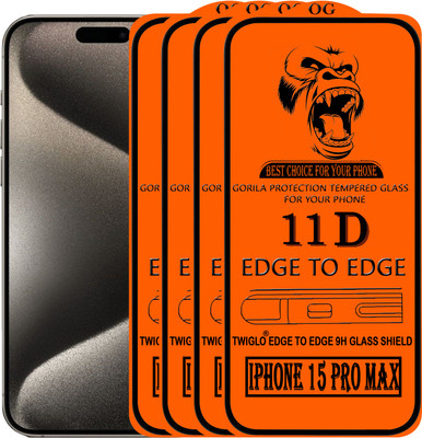 TWIGLO Edge To Edge Tempered Glass for IPHONE 15 PRO MAX(Pack of 4)