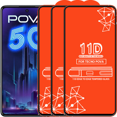 Qyist Edge To Edge Tempered Glass for Tecno Pova(Pack of 3)