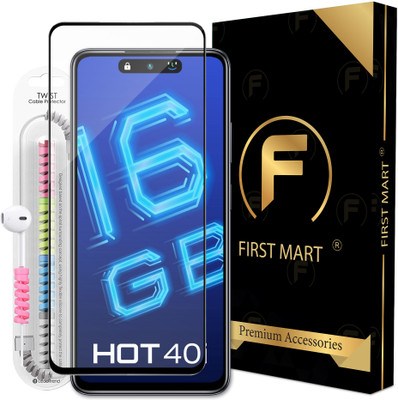 FIRST MART Edge To Edge Tempered Glass for Infinix Hot 40i 5G, Infinix Hot 40i, OG Tempered Glass with Cable Protector(Pack of 1)