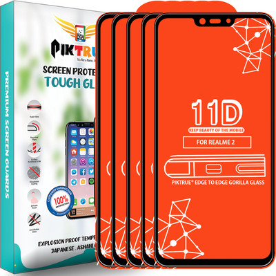 PikTrue Edge To Edge Tempered Glass for Realme 2(Pack of 5)