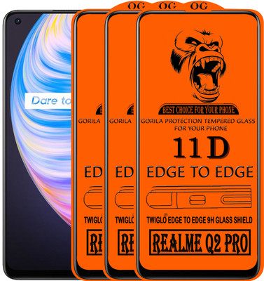 TWIGLO Edge To Edge Tempered Glass for REALME Q2 PRO(Pack of 3)