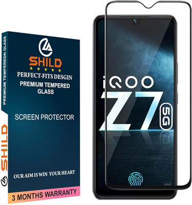 shild Edge To Edge Tempered Glass for Iqoo Z7S 5G(Pack of 1)