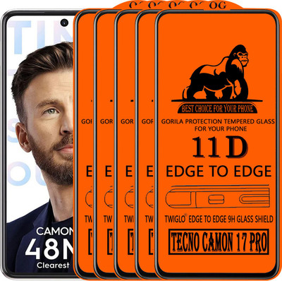 TWIGLO Edge To Edge Tempered Glass for TECNO CAMON 17 PRO(Pack of 5)