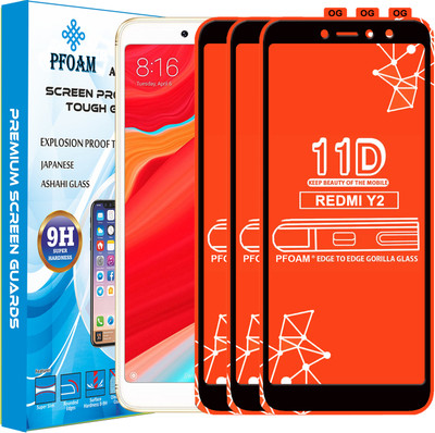 PFOAM Edge To Edge Tempered Glass for Mi Redmi Y2(Pack of 3)