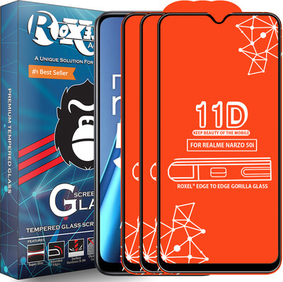 Roxel Edge To Edge Tempered Glass for Realme Narzo 50I(Pack of 3)