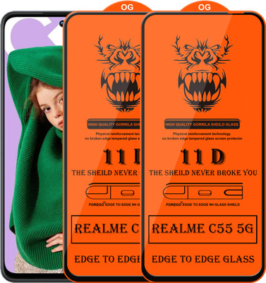 Forego Edge To Edge Tempered Glass for realme C55 5G(Pack of 2)