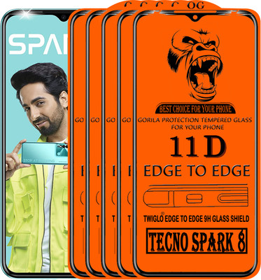 TWIGLO Edge To Edge Tempered Glass for TECNO SPARK 8(Pack of 5)