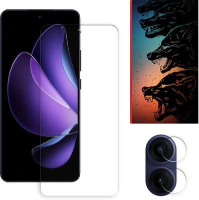 SOMTONE Edge To Edge Tempered Glass for Oppo Reno13 F 4G Tempered Glass Screen Protector | Anti-Scratch | Edge to Edge Full Coverage | 9H Hardness ( 1 FRONT SCREEN GUARD + 1 CAMERA LENS PROTECTOR + 1 FREE BACK EMBOSSED SKIN061 )(Pack of 1)