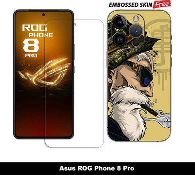SOMTONE Edge To Edge Tempered Glass for Asus ROG Phone 8 Pro TEMPERED GLASS And 1 Free Mobile Back Embossed Skin With Cut FS001(Pack of 1)