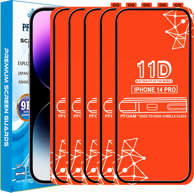 PFOAM Edge To Edge Tempered Glass for APPLE IPHONE 14 PRO(Pack of 5)