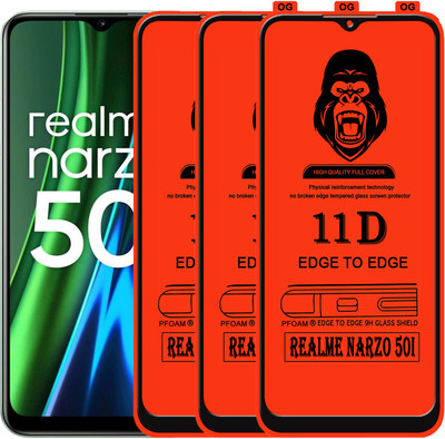 Laxdom Edge To Edge Tempered Glass for REALME NARZO 50I(Pack of 3)