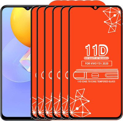 Qyist Edge To Edge Tempered Glass for Vivo Y31 2020(Pack of 6)