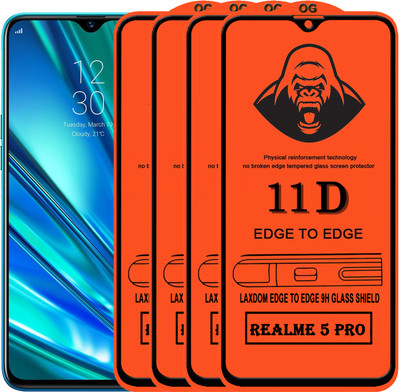 Laxdom Edge To Edge Tempered Glass for REALME 5 PRO(Pack of 4)