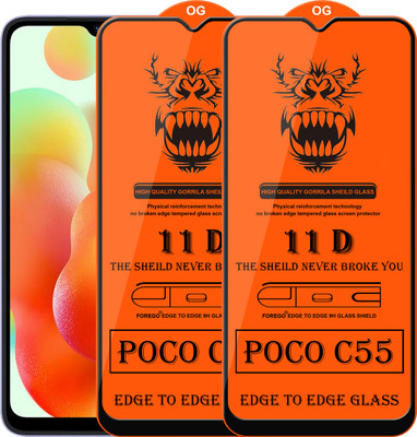 Forego Edge To Edge Tempered Glass for Poco C55(Pack of 2)