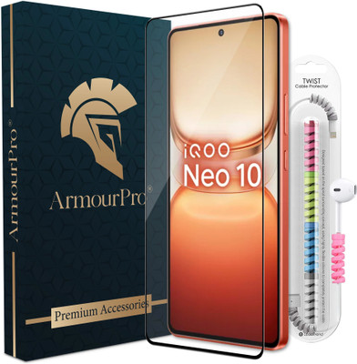 ArmourPro Edge To Edge Tempered Glass for IQOO Neo 10 5G, IQOO Neo 10, IQOO Neo 10R 5G, OG Tempered Glass with Cable Protector(Pack of 1)