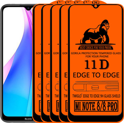 TWIGLO Edge To Edge Tempered Glass for REDMI NOTE 8(Pack of 5)