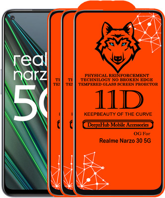 DeepzHub Edge To Edge Tempered Glass for Realme Narzo 30 5G(Pack of 3)