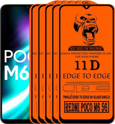 TWIGLO Edge To Edge Tempered Glass for REDMI POCO M6 5G(Pack of 5)