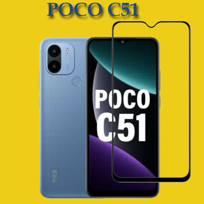 AKSHUD Edge To Edge Tempered Glass for poco c51, POCO C51(Pack of 1)