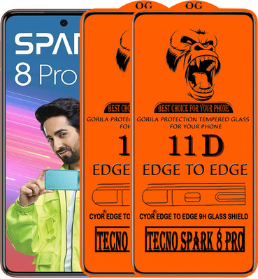 CYOR Edge To Edge Tempered Glass for TECNO SPARK 8 PRO(Pack of 2)