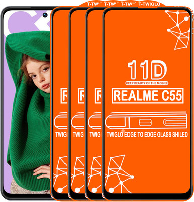 TWIGLO Edge To Edge Tempered Glass for REALME C55(Pack of 4)
