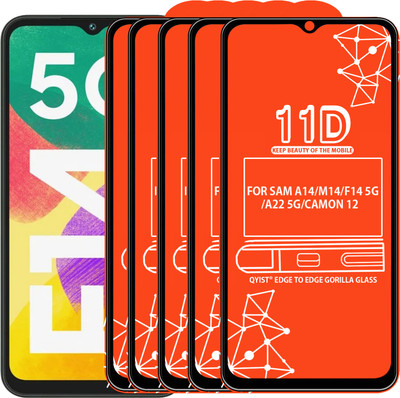 Qyist Edge To Edge Tempered Glass for FOR SAM A14, SAM M14, SAM F14 5G, SAM A22 5G, TECNO CAMON 12(Pack of 5)