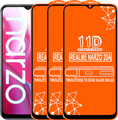 TWIGLO Edge To Edge Tempered Glass for REALME NARZO 20A(Pack of 3)