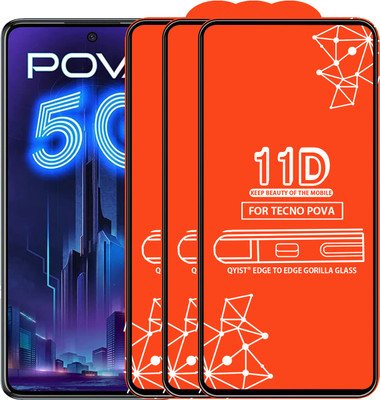 Qyist Edge To Edge Tempered Glass for Tecno Pova(Pack of 3)