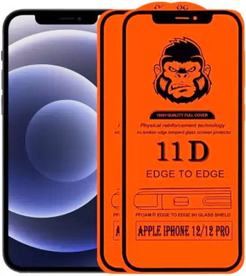 1DOLLAR Edge To Edge Tempered Glass for Apple iphone 12/ 12 Pro -11D Glass (Packof 2)(Pack of 2)