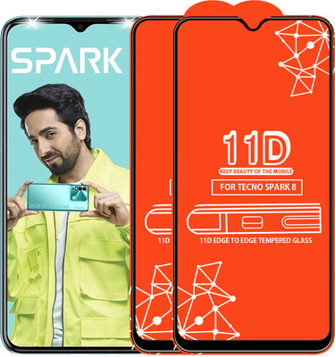 Roxel Edge To Edge Tempered Glass for Tecno Spark 8(Pack of 2)