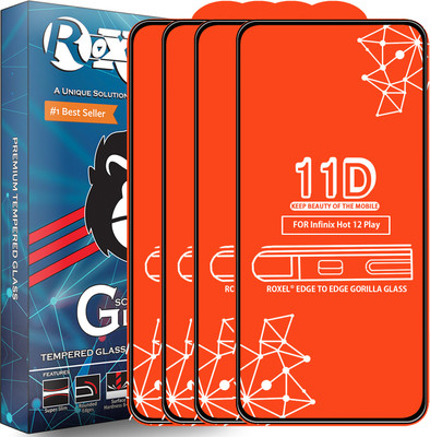 Roxel Edge To Edge Tempered Glass for Infinix Hot 12 Play(Pack of 4)
