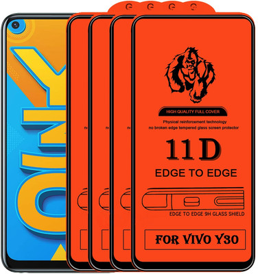 1DOLLAR Edge To Edge Tempered Glass for Vivo Y30(9H-Pack of 4)(Pack of 4)