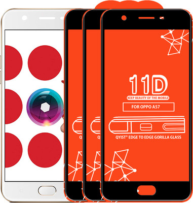 Qyist Edge To Edge Tempered Glass for Oppo A57(Pack of 3)
